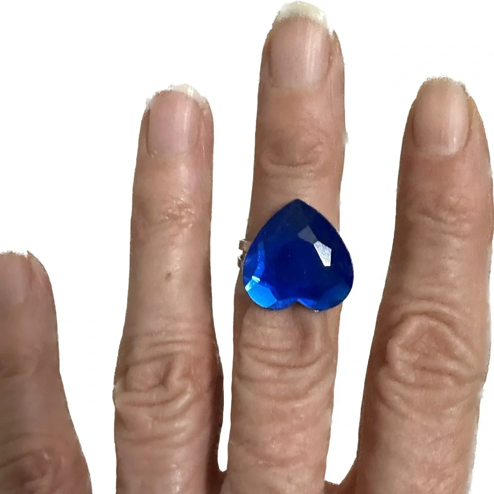 VTG RARE Y2K LISA FRANK BLUE HEART GEM RING BLING JEWELRY VALENTINE GIFT LOVE LV